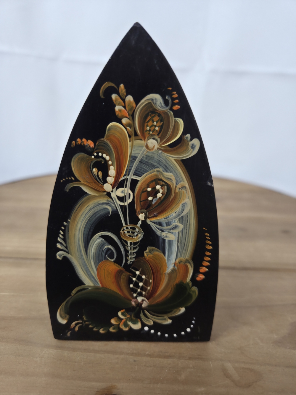 Black Decorative Wooden Paper Holder with Floral Base